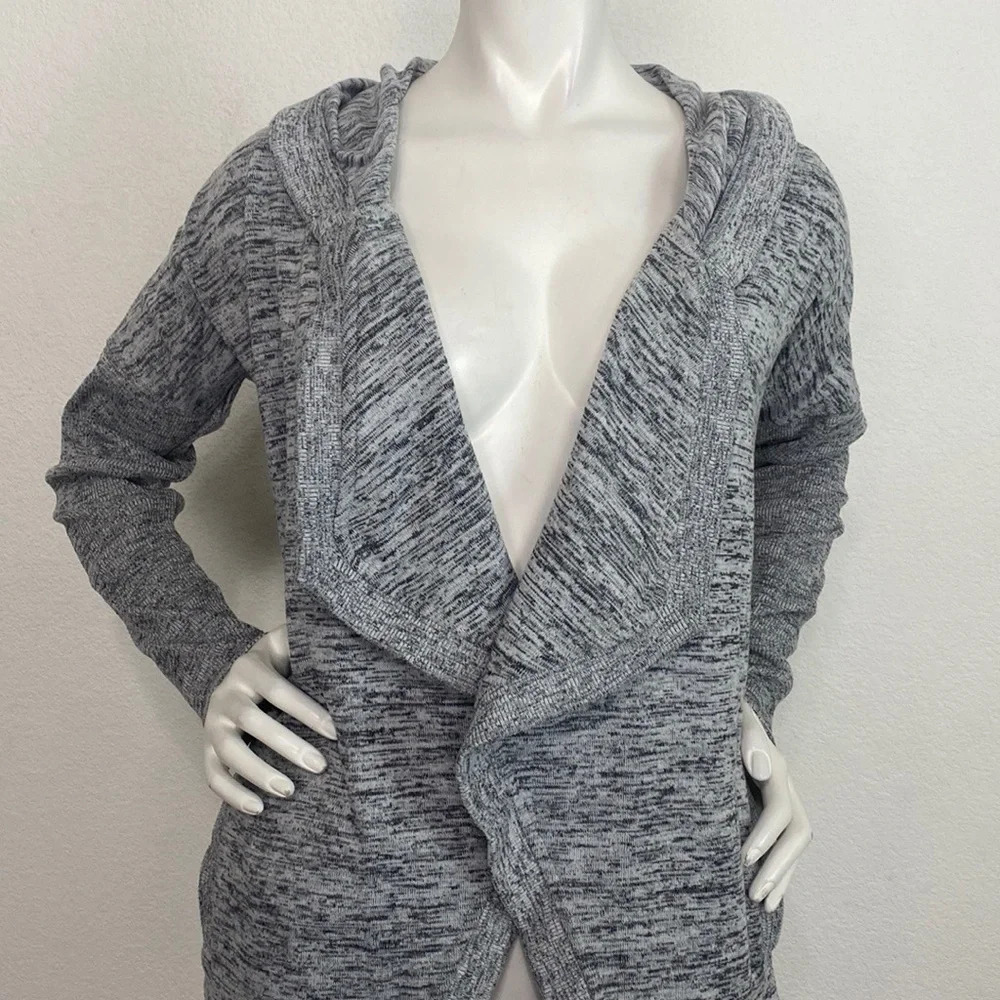 Athleta Heather Gray Blissful Coastal Collar Drape Lagenlook Cardigan Size XS
